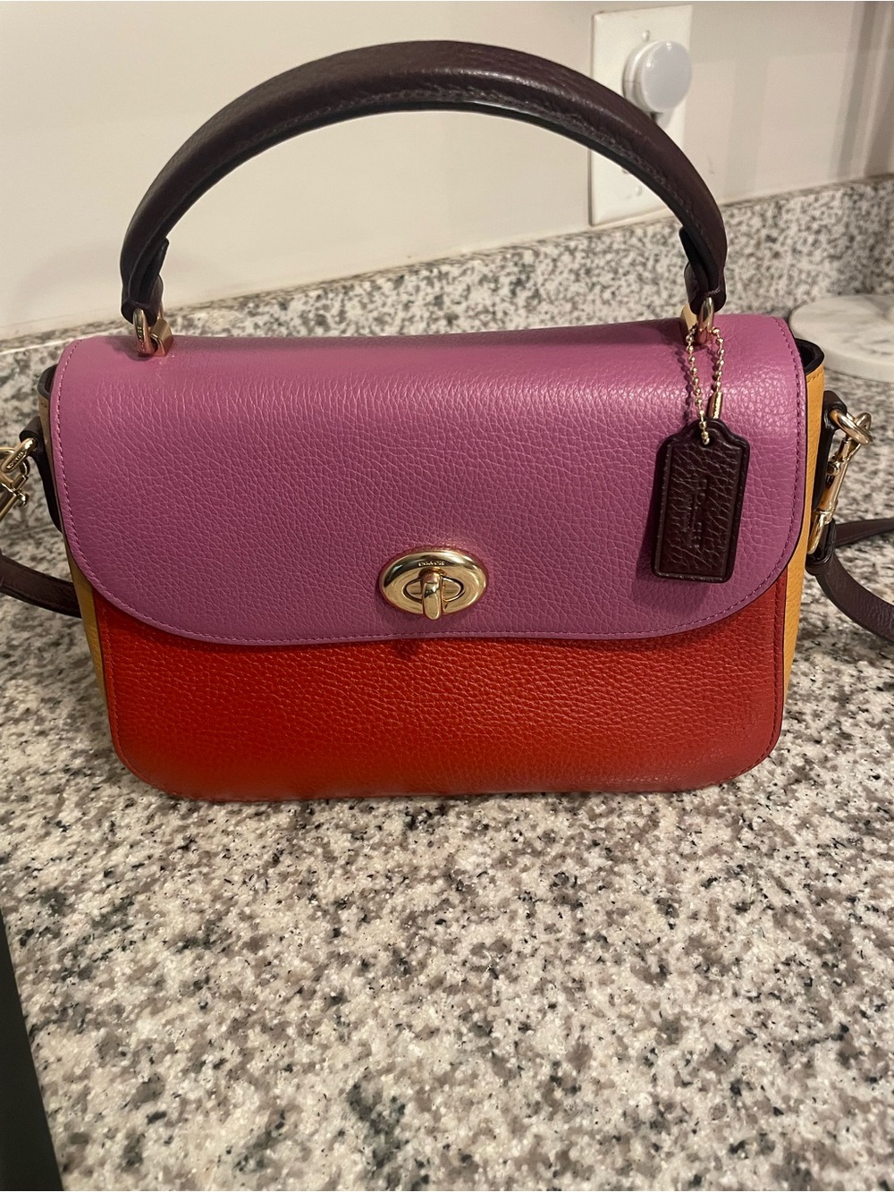 Coach Outlet Colorblock Turnlock Crossbody - Purple, Yellow & Red